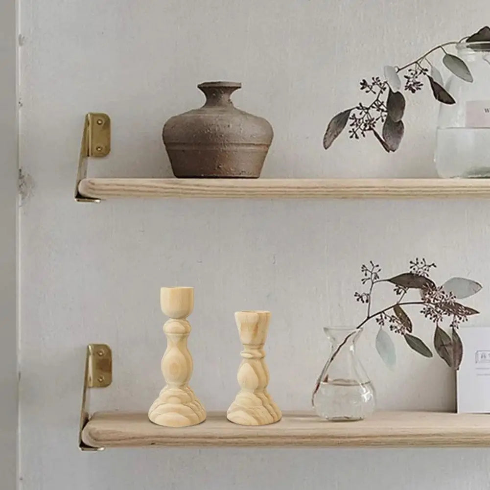 Wooden candle holder for wedding decorations retro wood classic candlestick andle stand party living room home