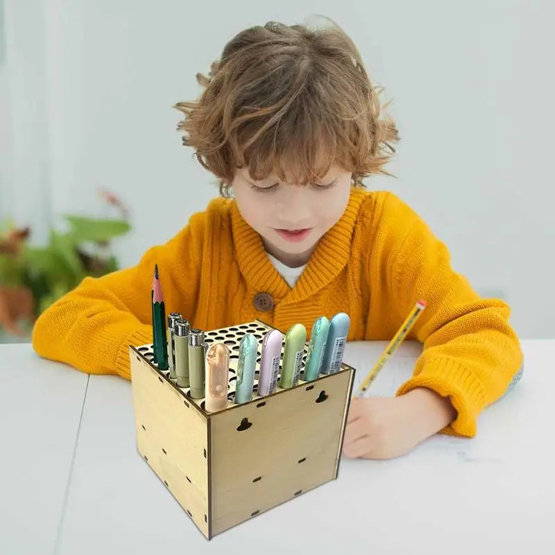 67 holes paintbrush holder stand wooden paint brush desk organizer wall mounted makeup shelf for painting supplies