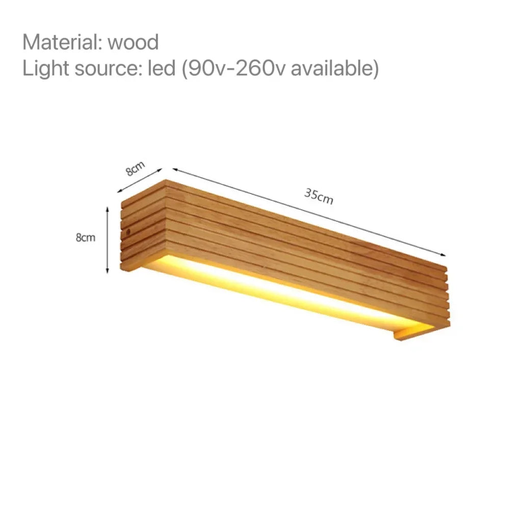 Modern led wood wall sconce lights for bathroom hotel background decoration lamp wooden lighting fixtures mirror nordic