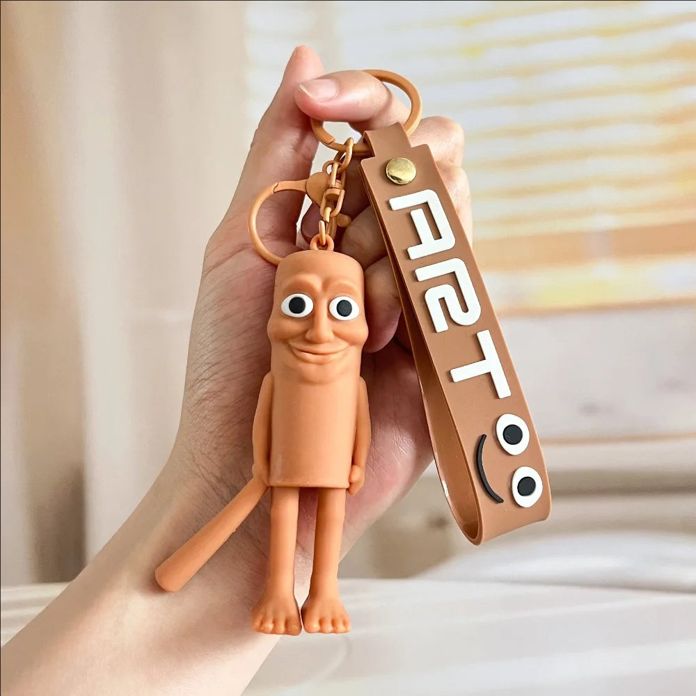 Wooden stick human pendant shanhaijing keychain funny abstract - 1pcs 6 - key chain