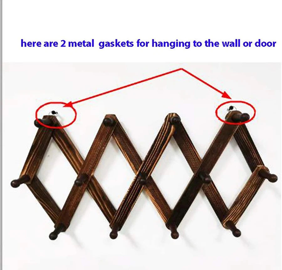 Entrance porch hanging hanger wall clothes hook walnut wood shelving living room storage shelf