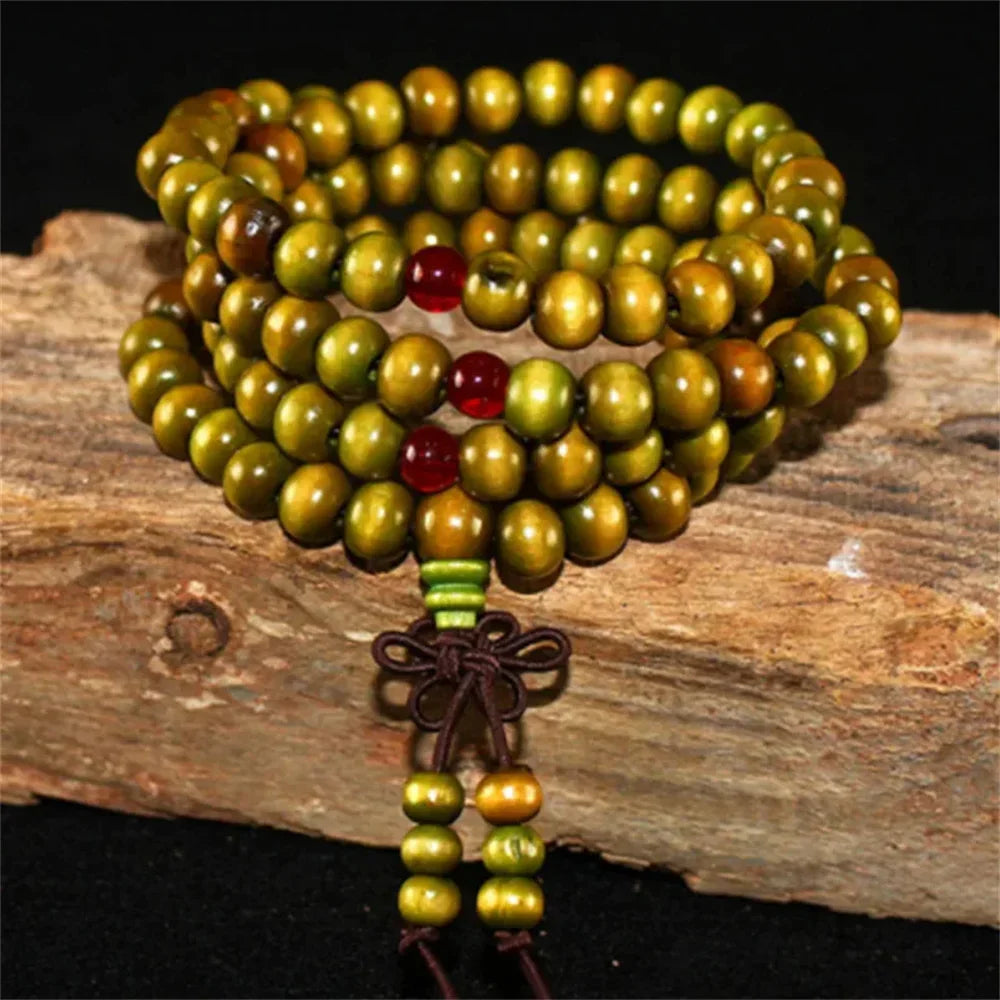 Natural sandalwood bracelet men buddhist buddha meditation bead for women prayer 108 beads rosary hanging decoration