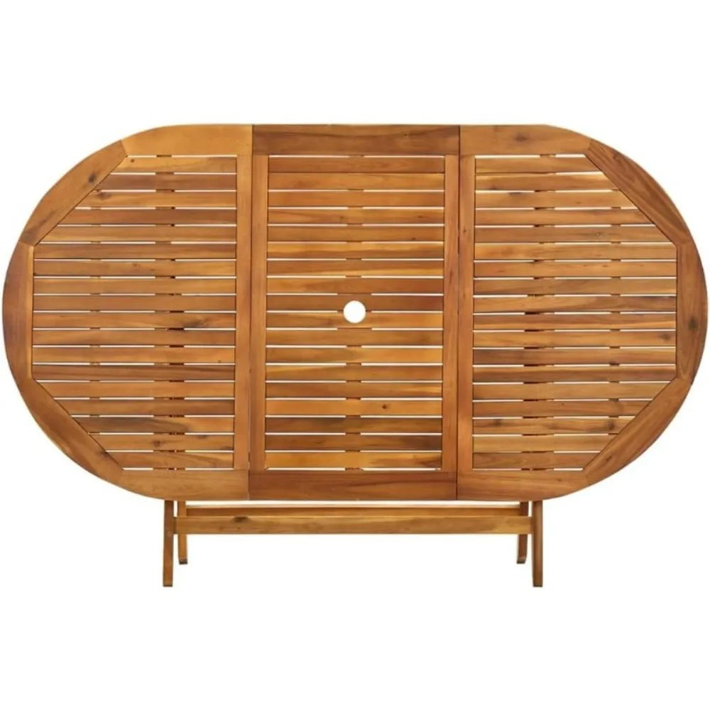 Solid acacia wood folding patio table - elegant outdoor dining furniture for garden terrace - 63 x 33.5 29.5 / united