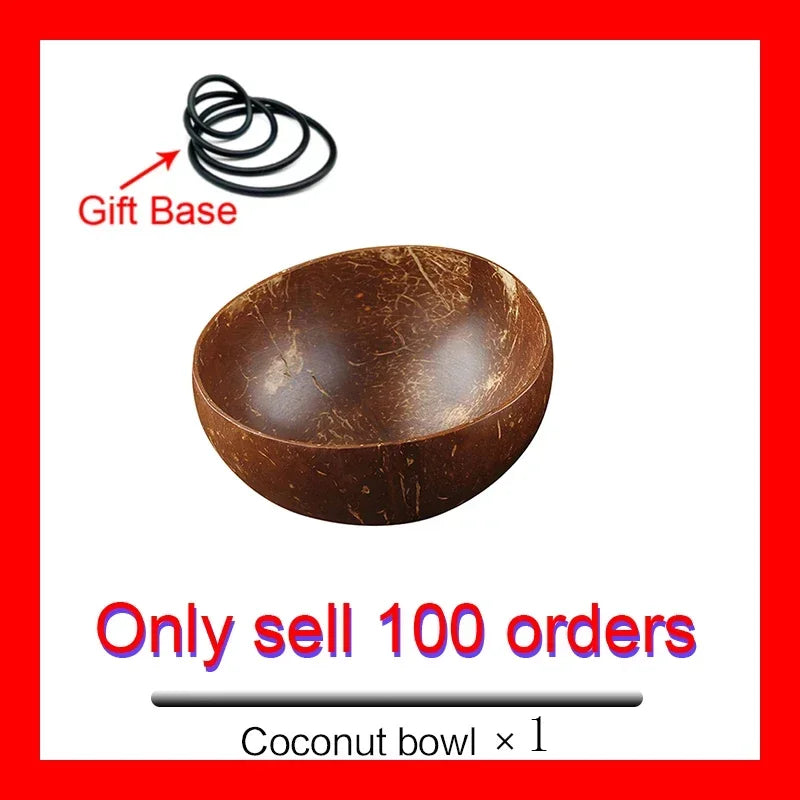 12-15cm natural coconut bowl set wooden salad ramen bowl wood spoon set coco smoothie kitchen tableware - 1 / china