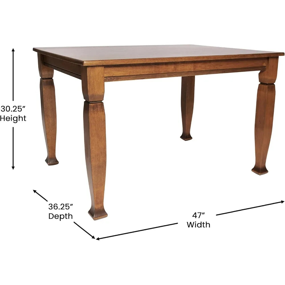 47 inch solid wood dining table with sculpted legs seats 4 walnut matte finish - united states