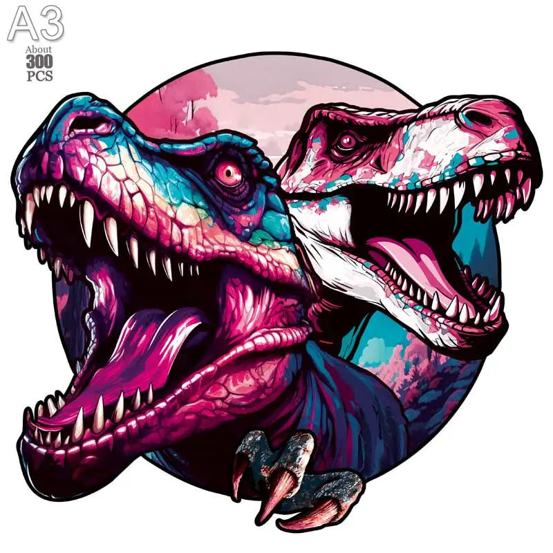 Shark wooden animal puzzle high quality dinosaur puzzles brain twister toys kids adult moderately difficult wood jigsaw