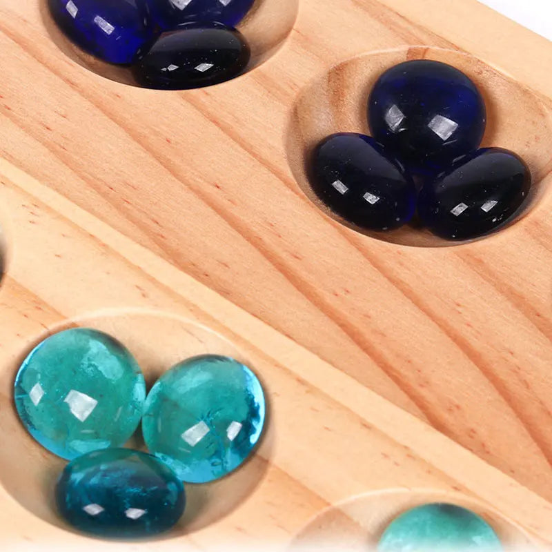 1set foldable mancala board game - fun classic table with wooden for adults & kids