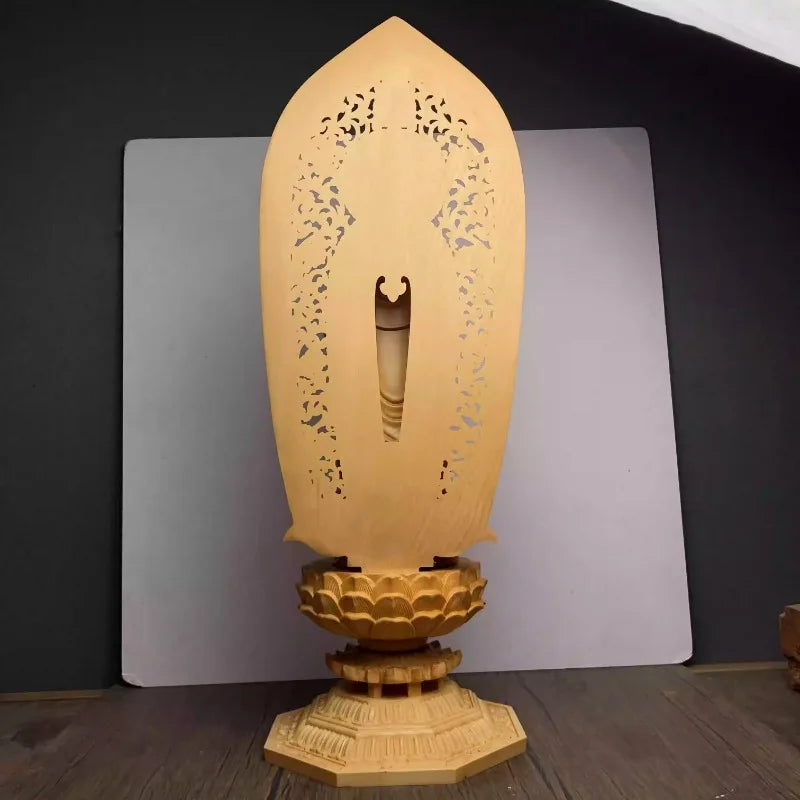 Jizo bodhisattva wood carving statue pili crown acala deity feng shui decor collectible buddhist sculpture - religious