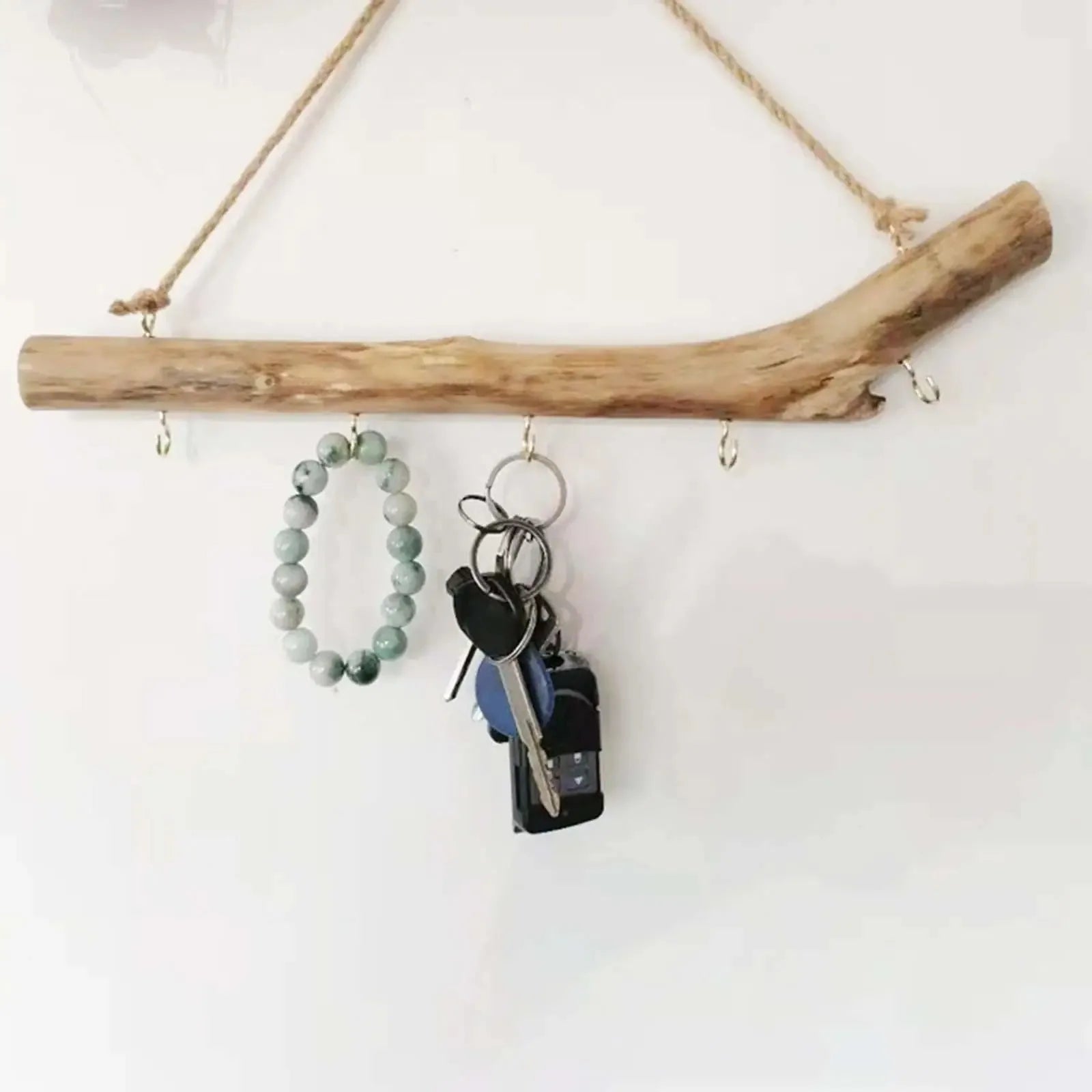 Practical wooden hook wall mounted driftwood key holder organization branch hanger rack for hat jewelry home