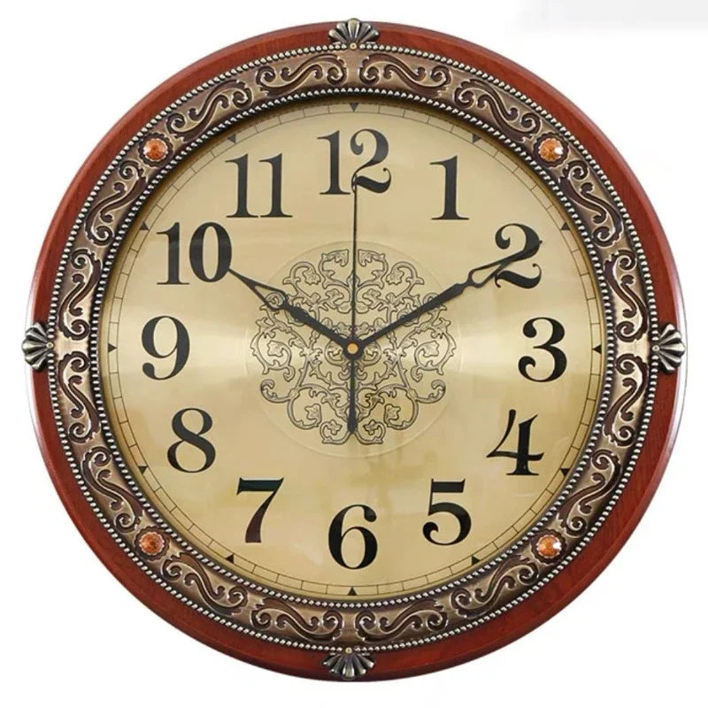 Solid wood frame wall clock living room modern luxury design vintage clocks nordic aesthetic watch home decoration