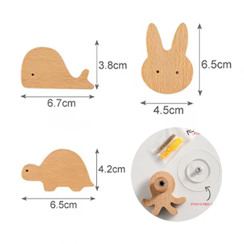 3pcs wood hooks organization wall holder clothes hanger keychain door hook bathroom kitchen accessories deco for home