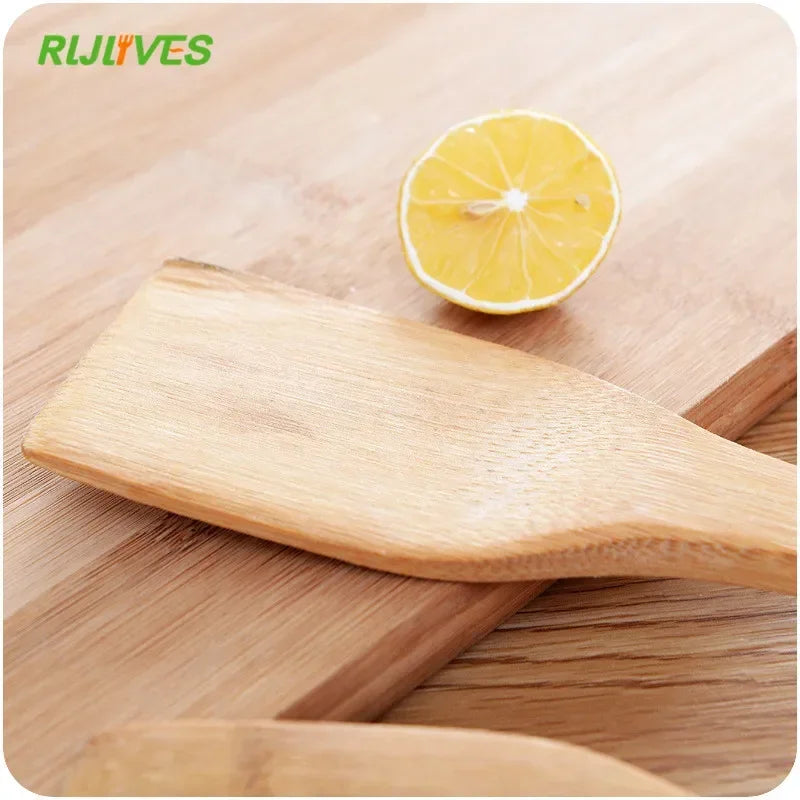 1pc natural health bamboo wood kitchen slotted spatula spoon mixing holder cooking utensils dinner food wok shovels