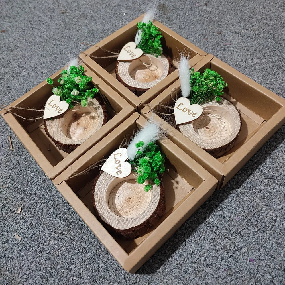 10pcs wedding favors rustic tealight holder wood thank you bridal shower baby gift custom text