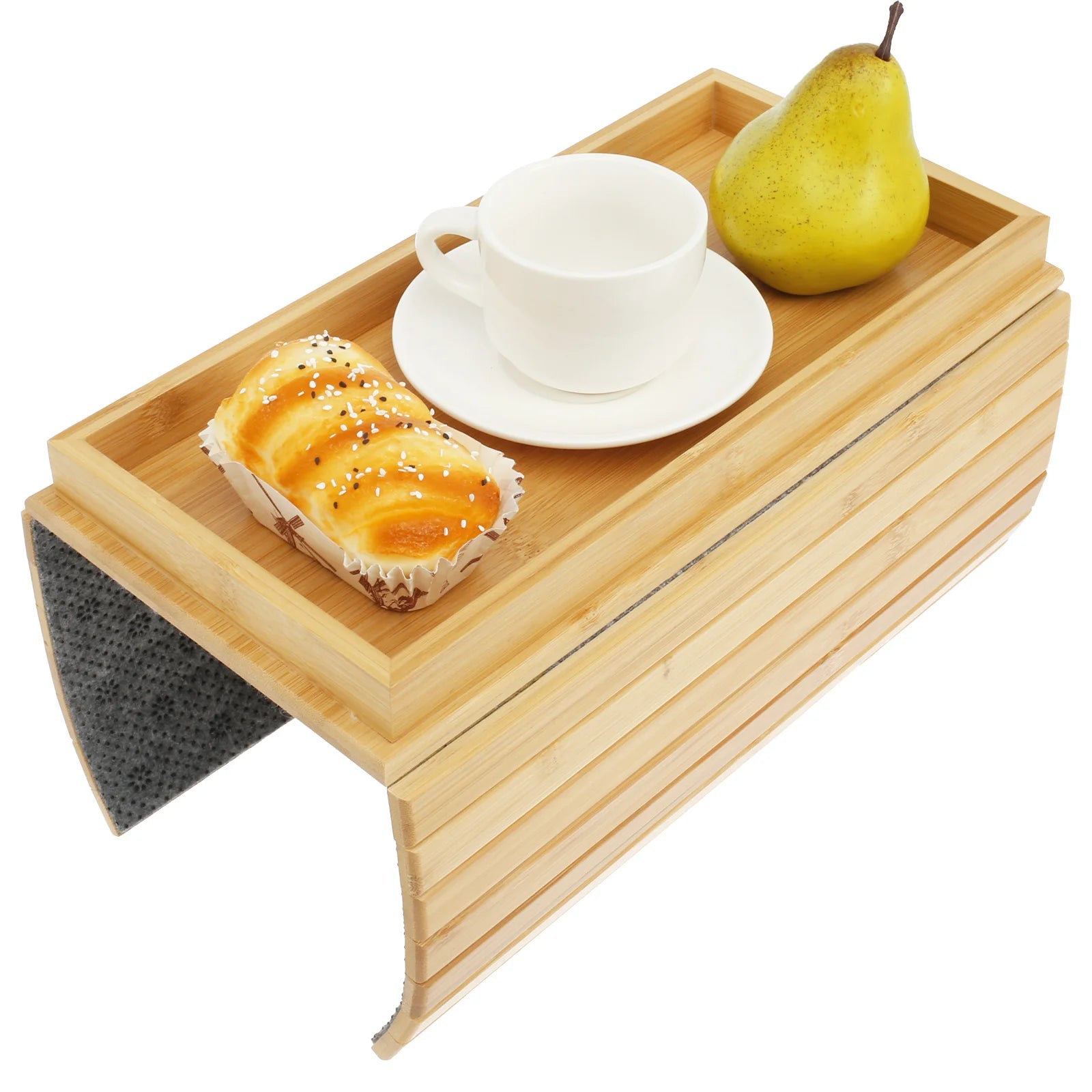 Couch cup holder bamboo wood sofa armrest tray foldable anti-slip arm side storage - d / china