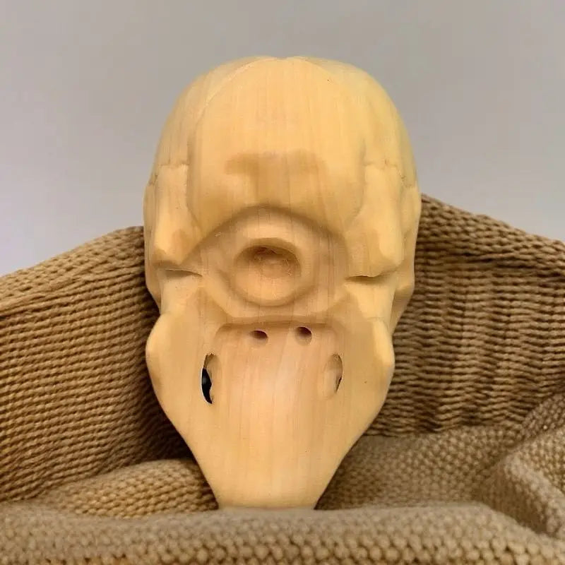Wood carving skull statue skeleton boxwood handmade solid model miniature ornament halloween decoration sculpture