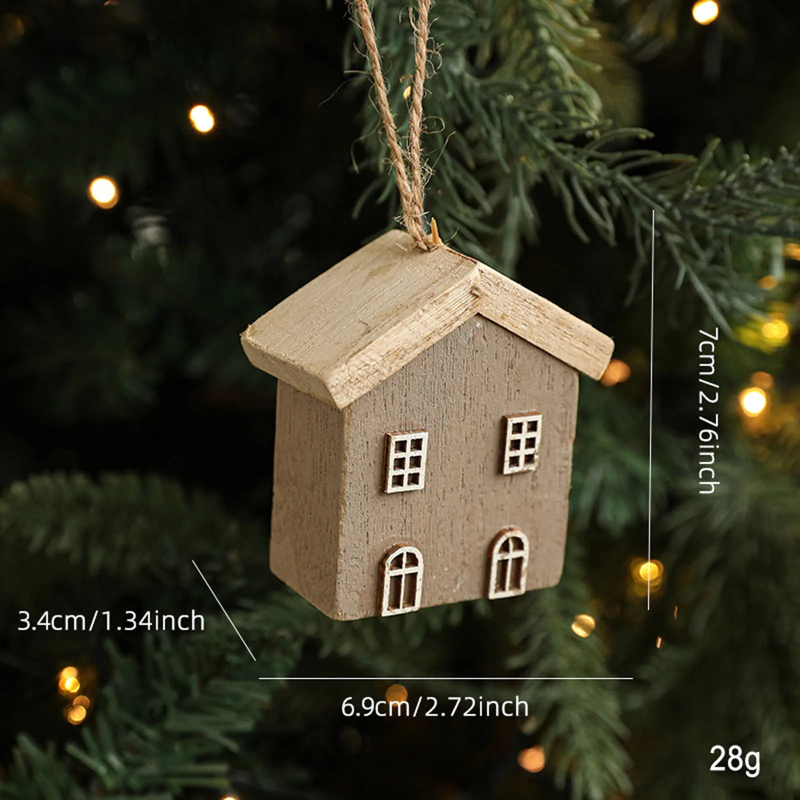 Solid wood christmas house small tree log creative layout decoration ornaments for holiday - b / one size / united