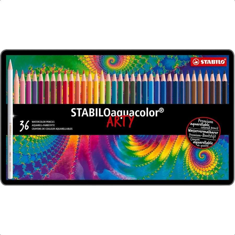 Aquarellable coloring pencil aquacolor tin of 36 assorted colors - united states - color