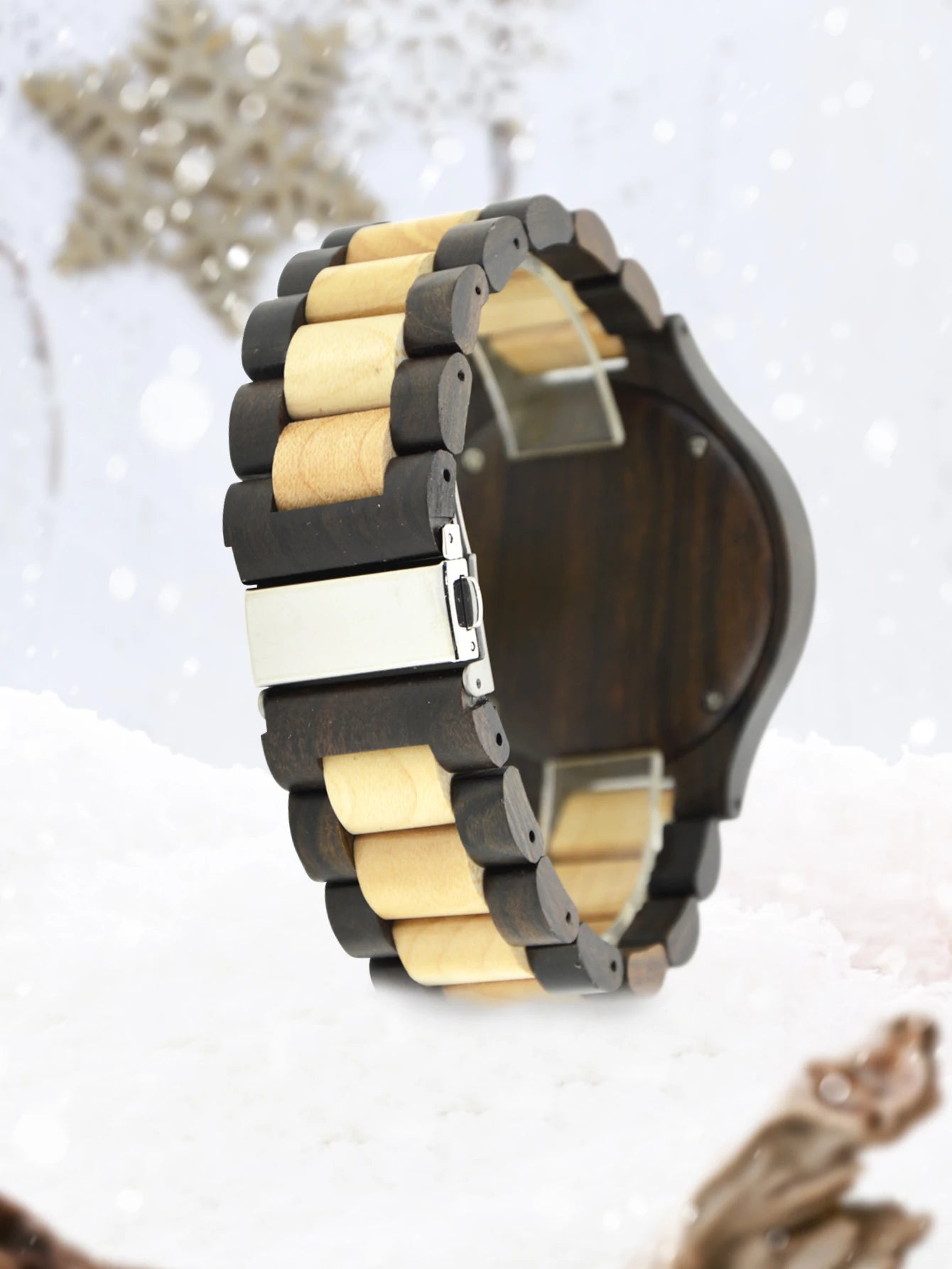 Mens wooden watch quartz movement lightweight handmade calendar analog wrist - 023a