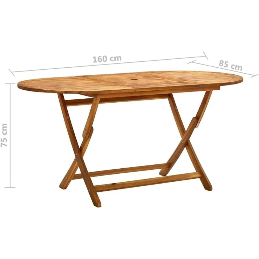 Solid acacia wood folding patio table - elegant outdoor dining furniture for garden terrace - 63 x 33.5 29.5 / united