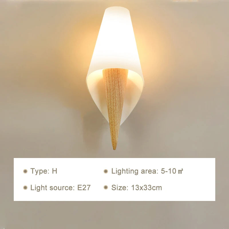 Modern led wall lamps wooden lights bedroom bedside stairs corridor interior mounted lighting sconce home decor light