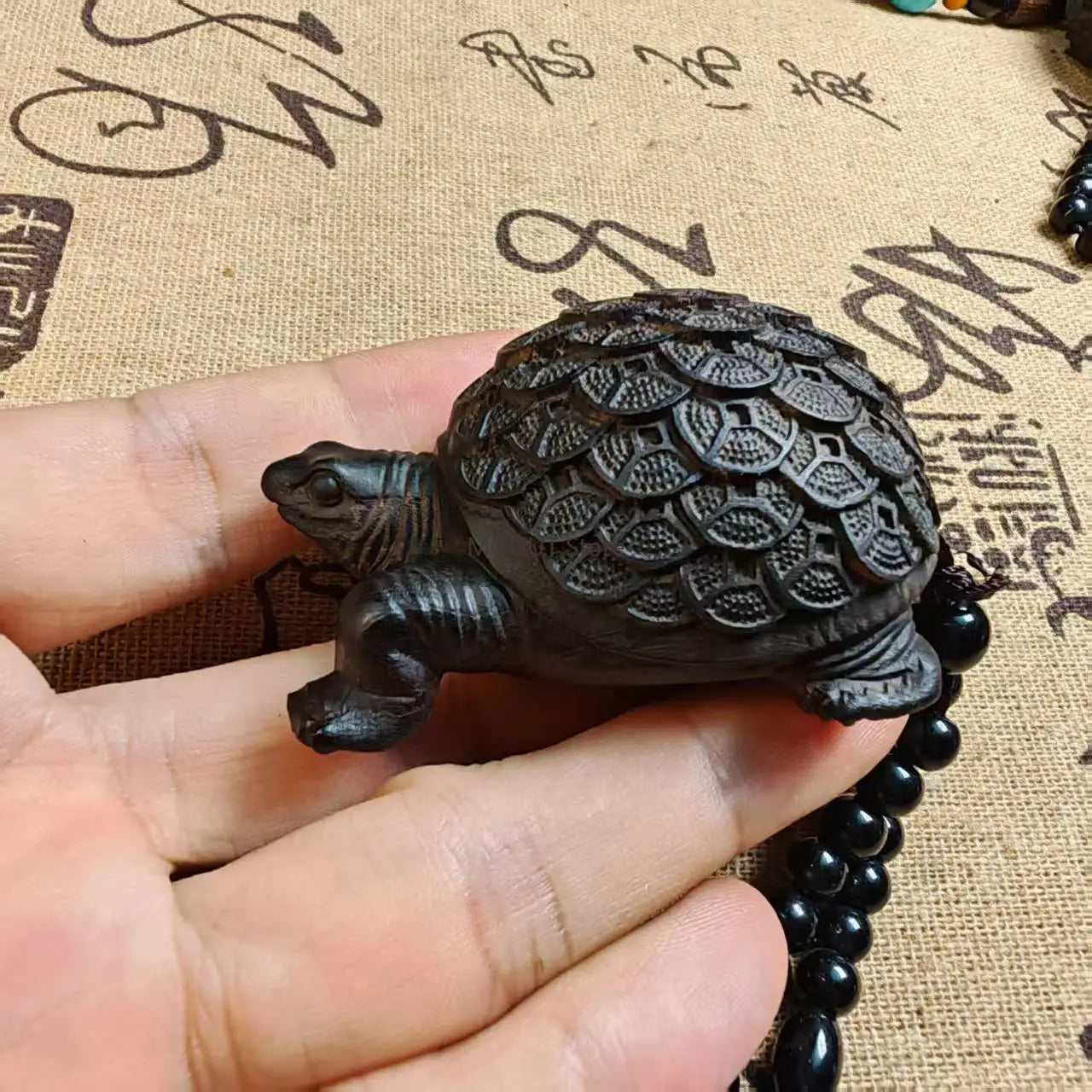 Agarwood sculpture money turtle ornament wooden office home figurines decoration accessories birthday gift for family