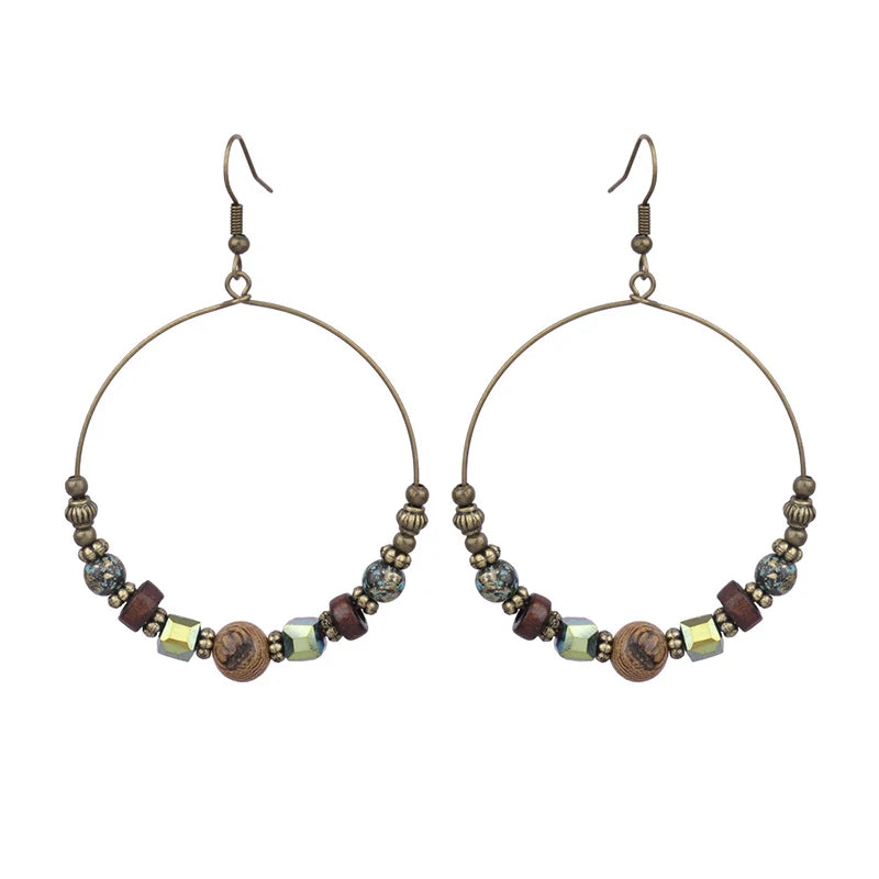 10pairs/lot earrings geometric vacation tan tassel wooden long personalized ear clip - multi - earring