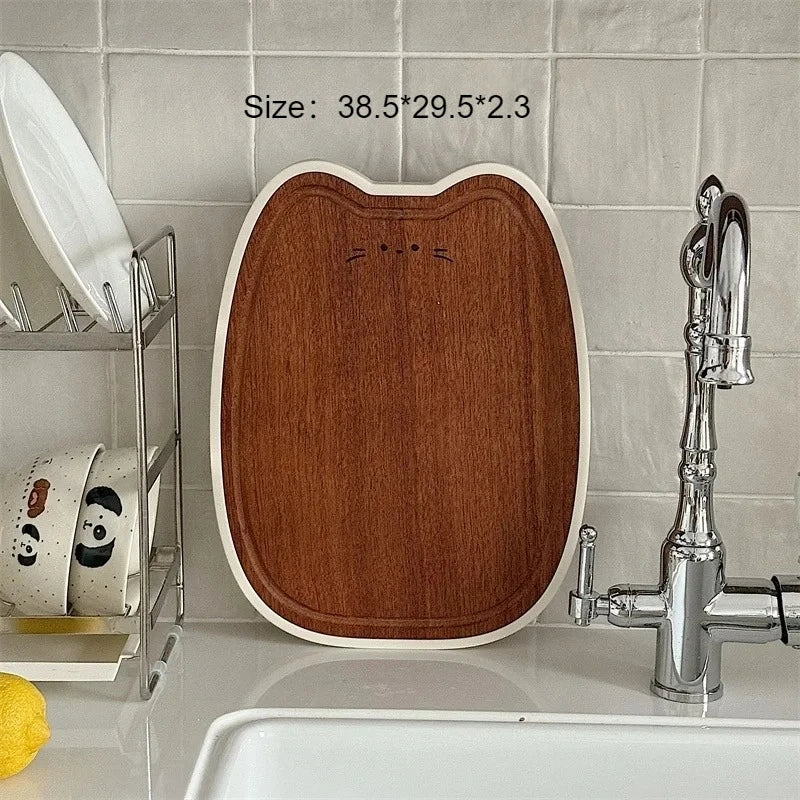 Cute cat-shaped solid wood cutting board household kitchenware wooden anti-mold and antibacterial chopping panel