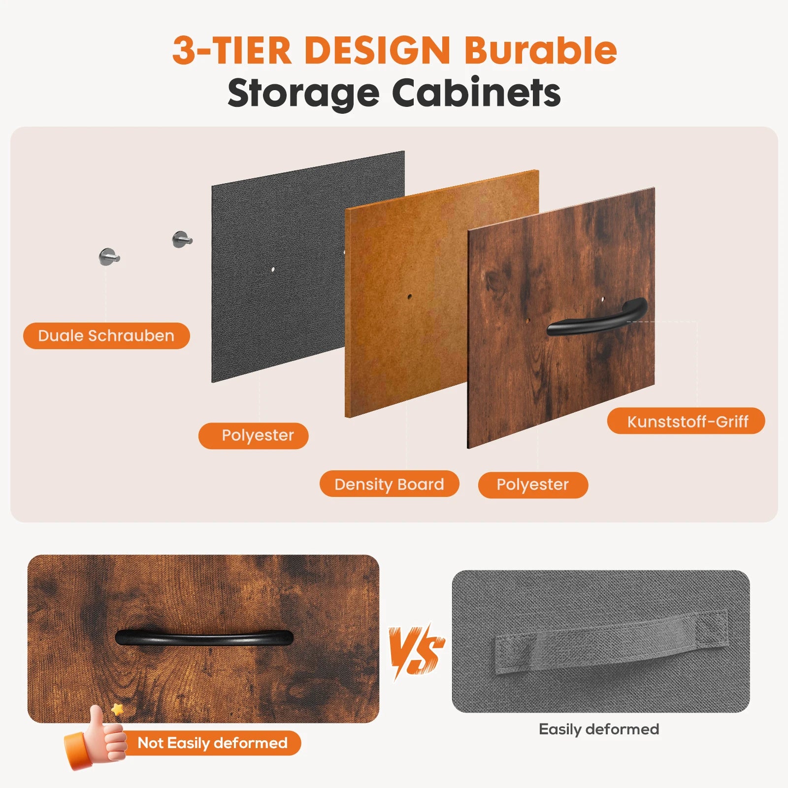 Jhk 48in dresser for bedroom with 5 fabric drawers nightstand wardrobe steel frame closet clothes storage cabinet