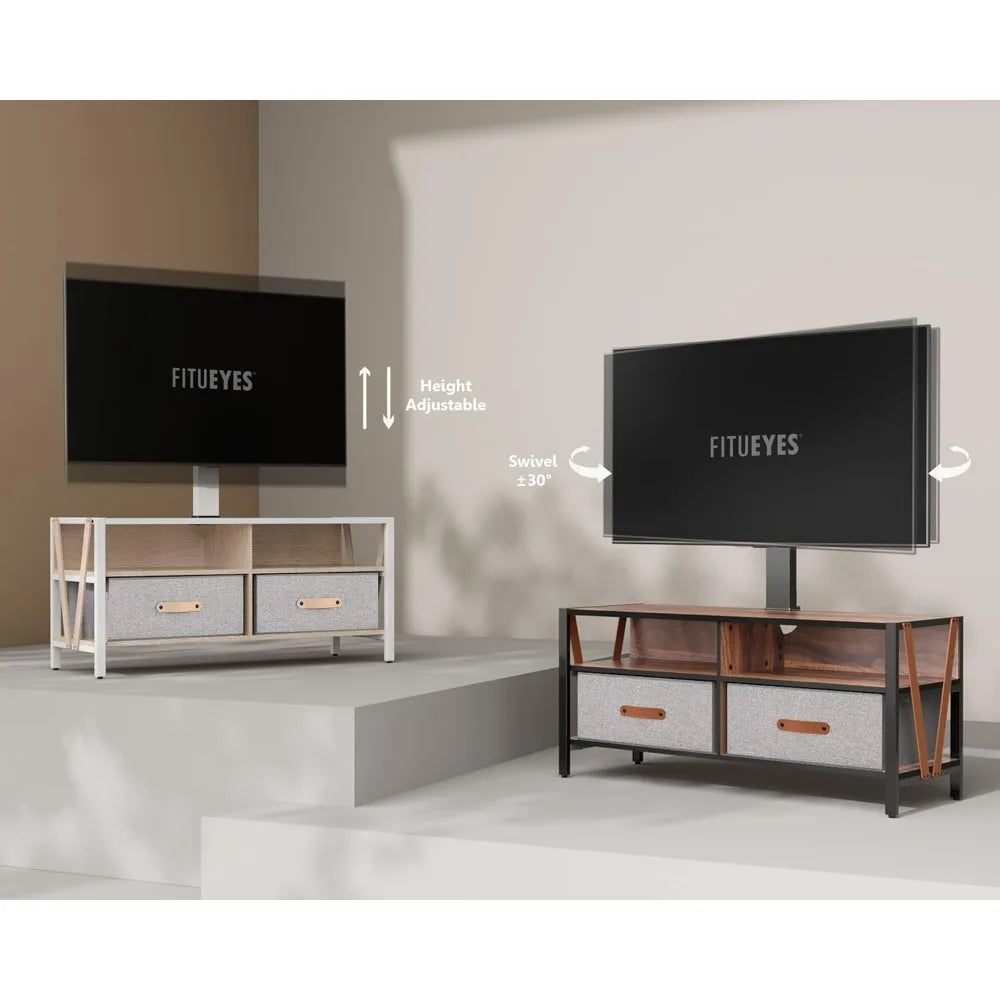 No drill swivel tv stand with mount for 37-75 inch tvs up to 88lbs entertainment center storage console removabl