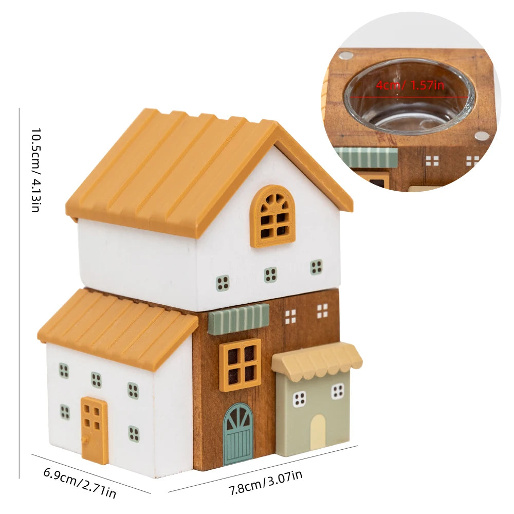Christmas vintage house shaped candle stick aroma holder decor table candlelight dinner props atmosphere gift