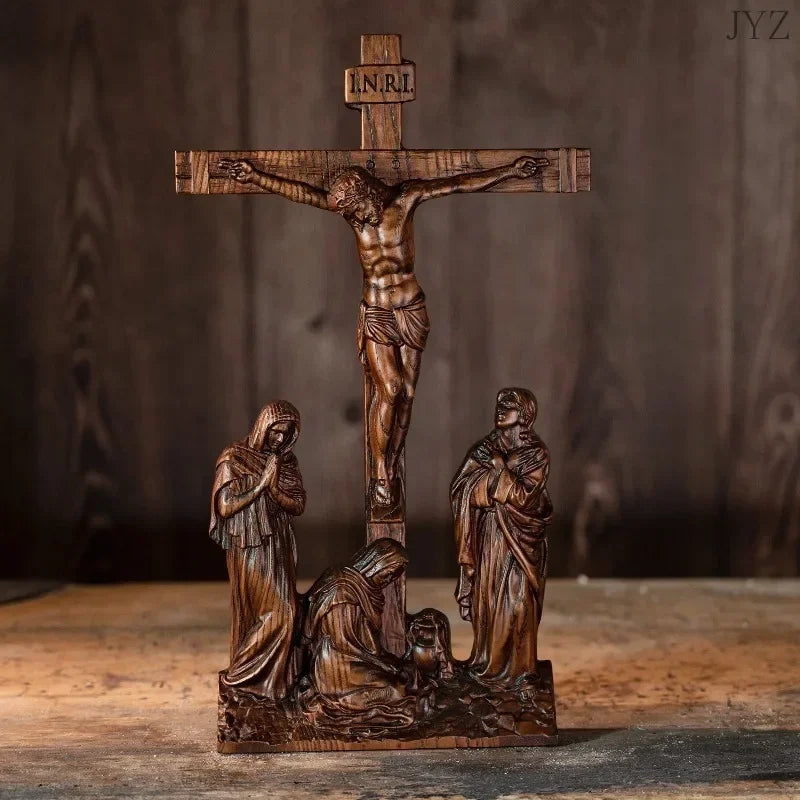 Vintage crosses jesus wood crafts,desktop icon wall hanging ornaments - high 35cm - religious (christian)