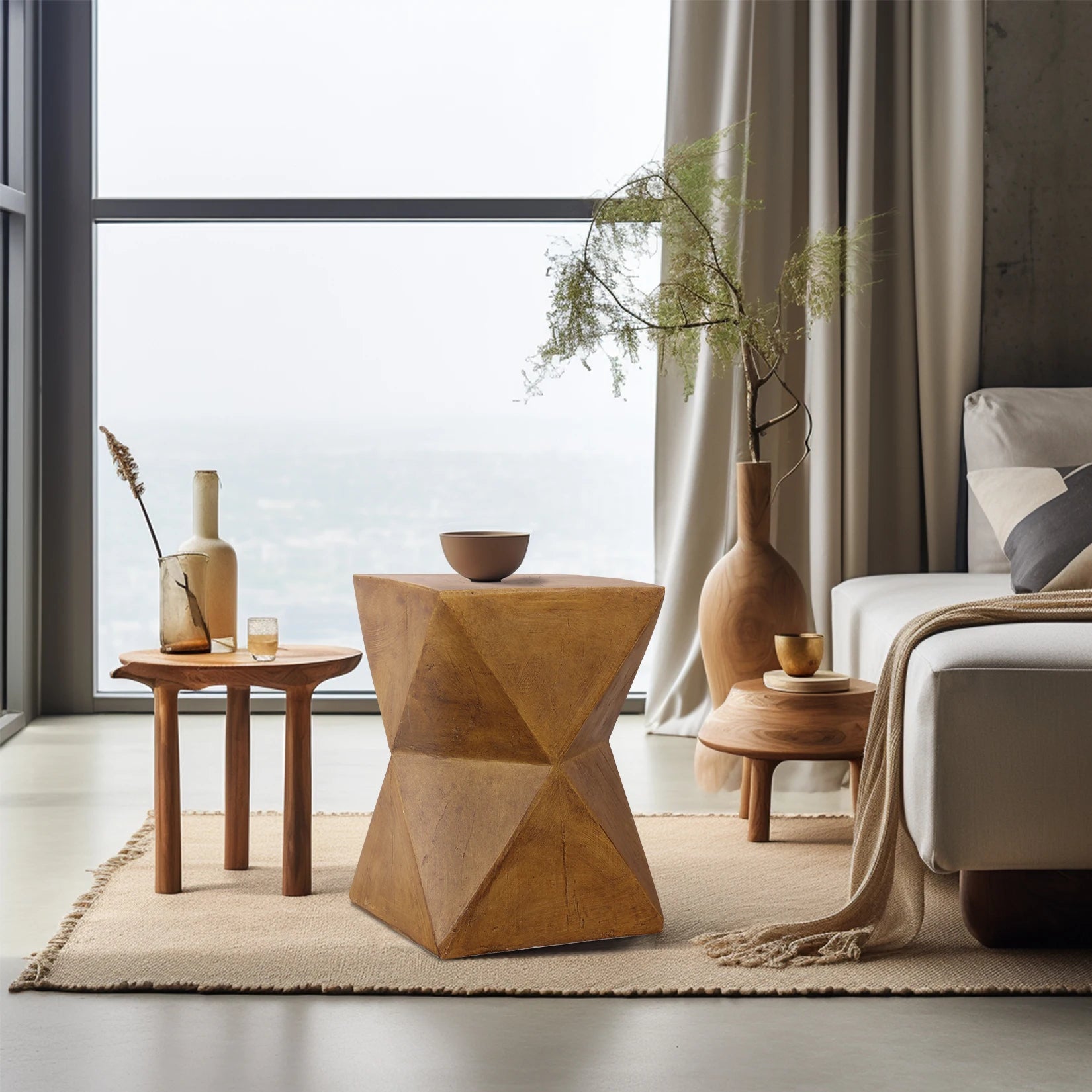 Vintage wooden side table small coffee end nightstand furniture storage organizer for styling your home