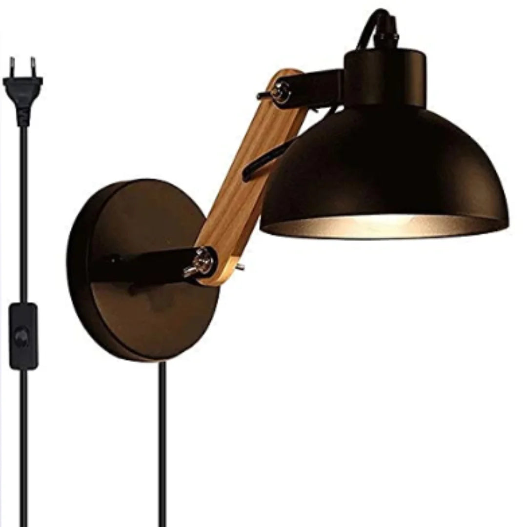 Led wall lamp nordic bedside iron wood lights practical adjustable reading study lighting new home decors sconces - 1pc