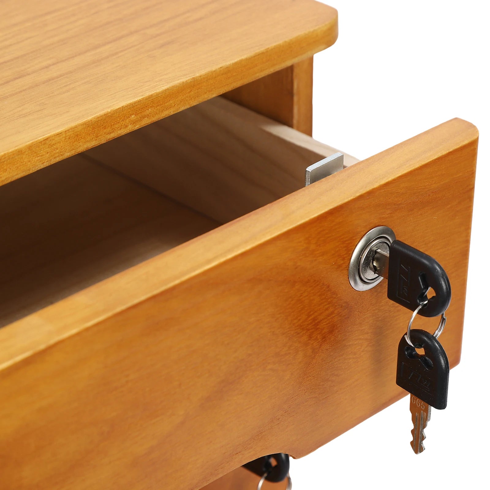 2-tier wooden desktop storage box with locking drawers non-slip pads privacy protection ideal for home or office