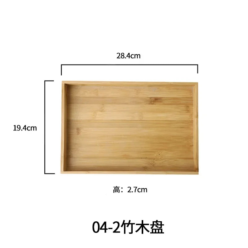 Japanese style bamboo wood tray square wood plate dinner plate bamboo tea restaurant hotel wooden fruit teapot - 04
