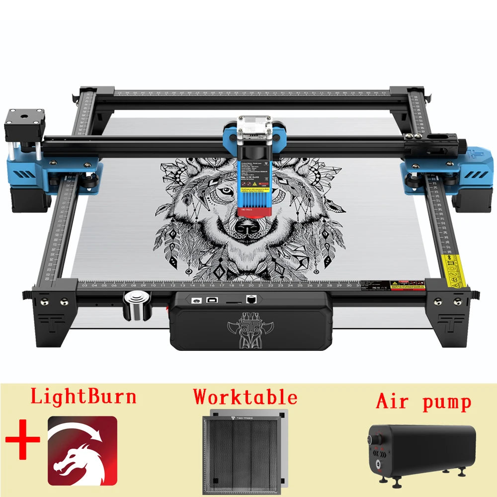 Twotrees 40w/80w woodworking cnc laser engraver tts pro wifi app control metal glass ceramic engraving wood mdf acrylic