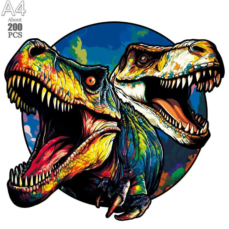 Shark wooden animal puzzle high quality dinosaur puzzles brain twister toys kids adult moderately difficult wood jigsaw