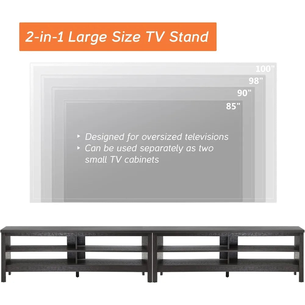 Large wooden entertainment center for 100+ inch tv 75-90 television stand with 8 cubby console table and end tables set