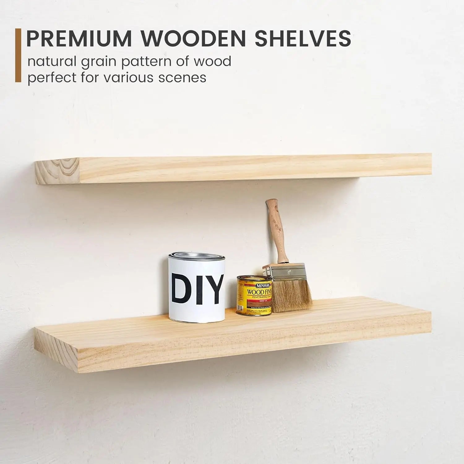 Farmhouse floating shelves - 8 inch deep rustic wood wall shelf - premium solid pine storage for kitchen - united states