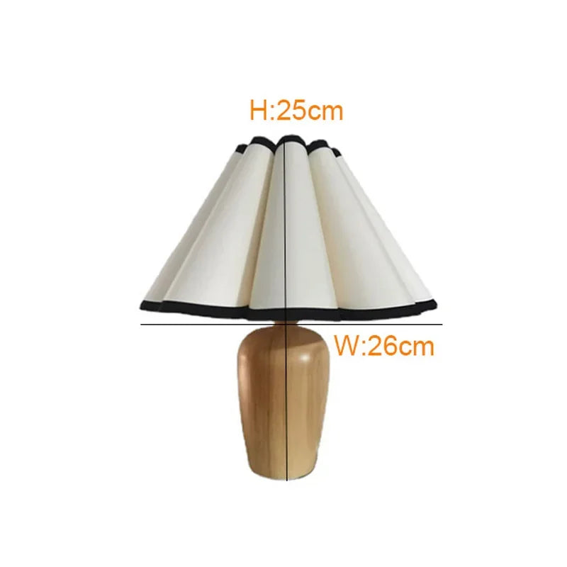 E27 usb retro wooden table lamp simple japan style fabric desk w/ 4w bulb for living room atmosphere bedroom bedside