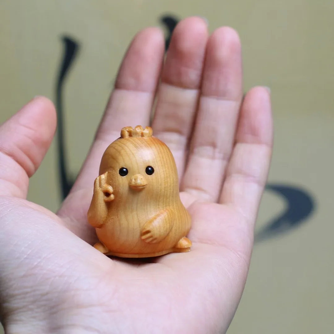 12 zodiac wood carving set - rat cow tiger rabbit dragon snake horse sheep monkey chicken dog pig animal figurines