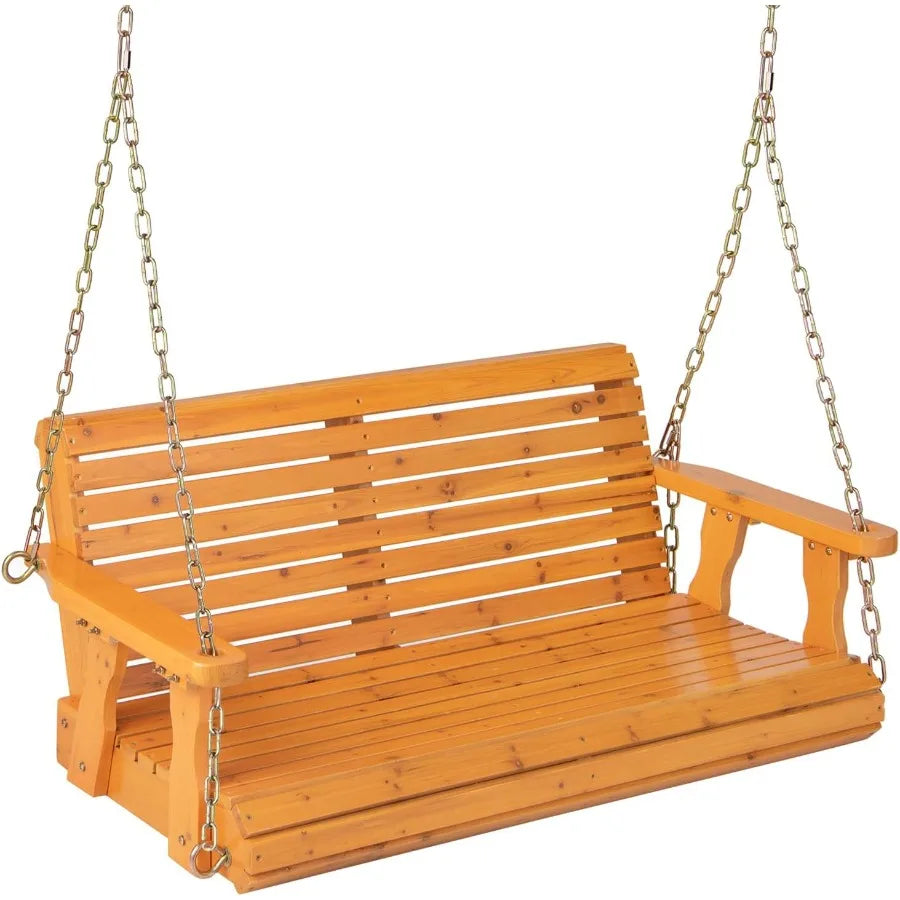 2 person hanging porch swing outdoor bench with adjustable chains high back cozy armrests wooden tree chair for pat