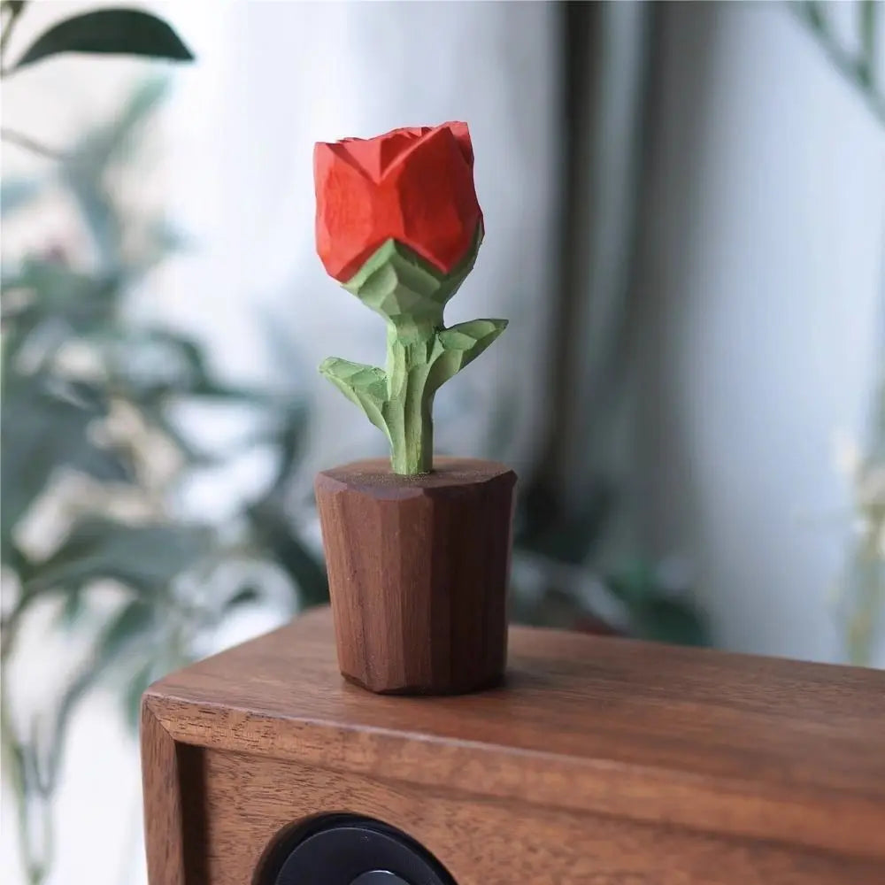 Rose wooden ornament car gift for classmates relatives elders couples creative light luxury home decor - decorative