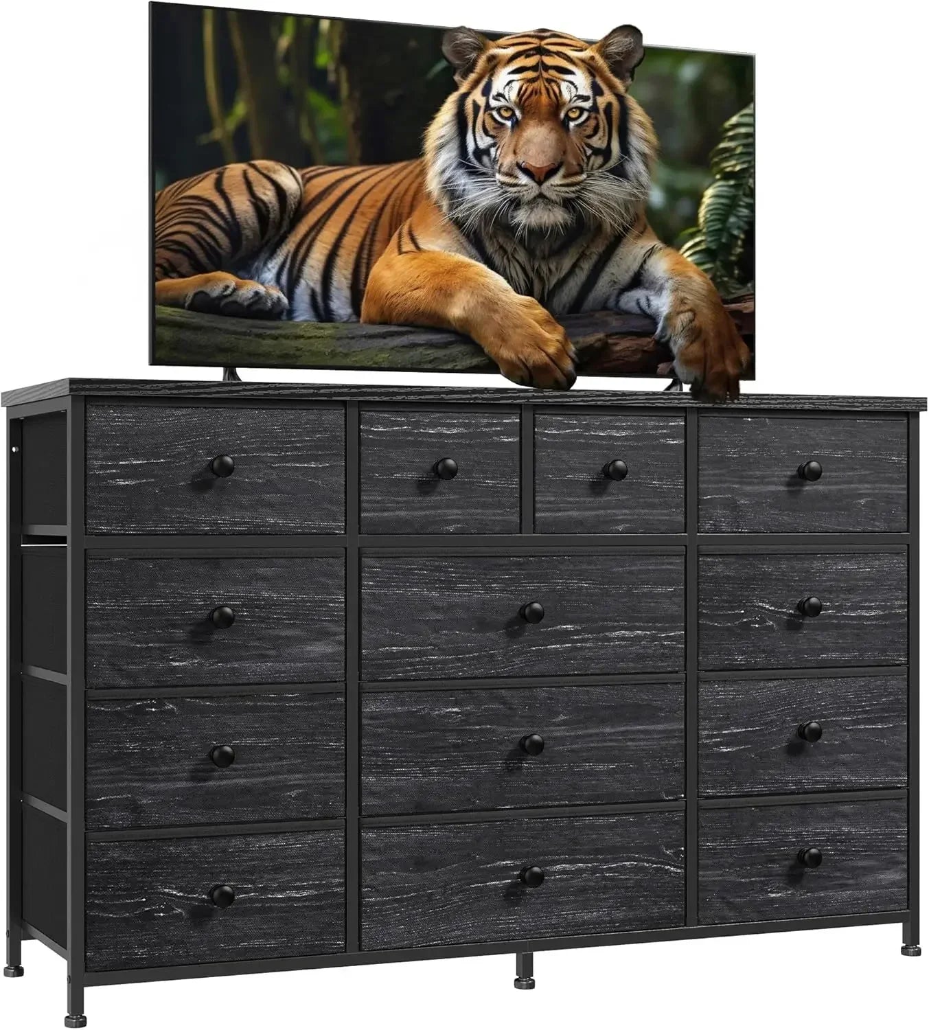Dresser for bedroom with 13 drawers long dressers & chest of large storage fabric - black / united states