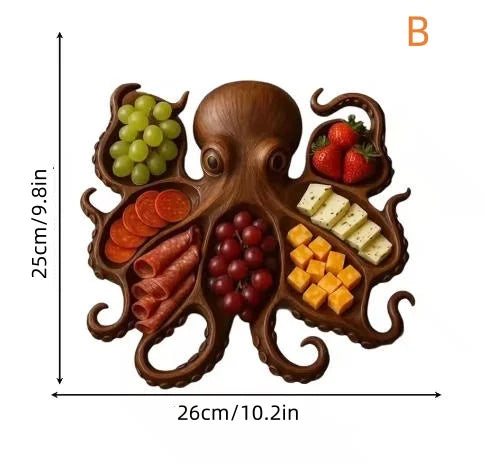 Octopus charcuterie platter design wooden serving tray for cheese board fruit dish kitchen decoration - type b