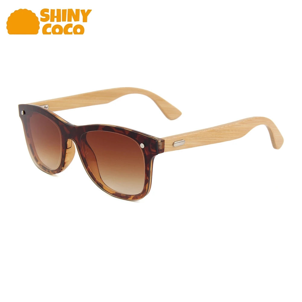 Shinycoco luxury brand new bamboo and wood sunglasses colorful flat one piece rice nail wooden leg glasses