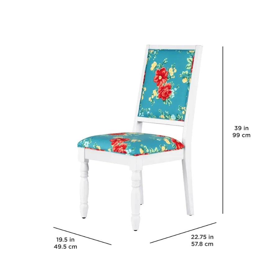 The pioneer womancallie vintage floral dining chairs made with solid wood frame set of 2 white finish