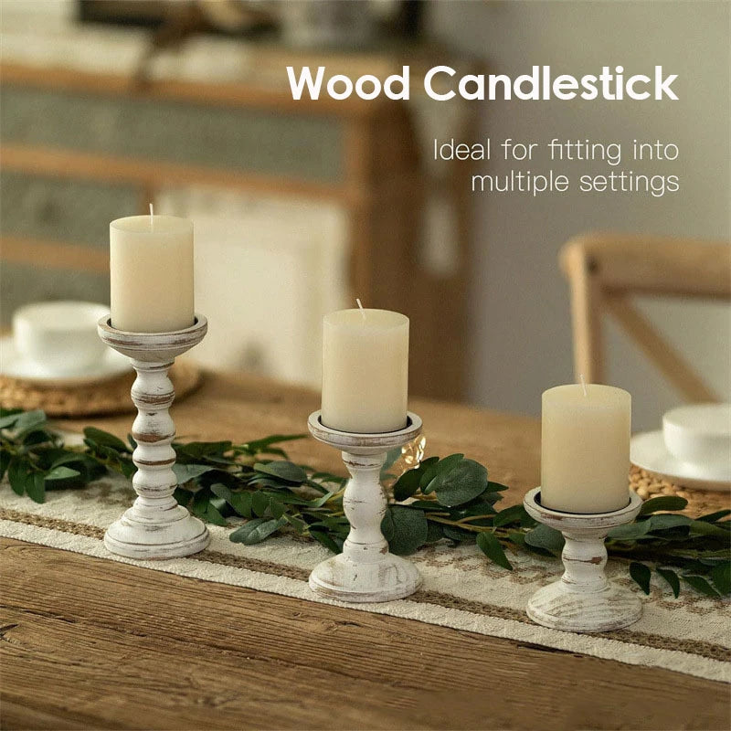 Retro texture wood candlestick old style tabletop candle holder home decoration wooden candles rack photography props