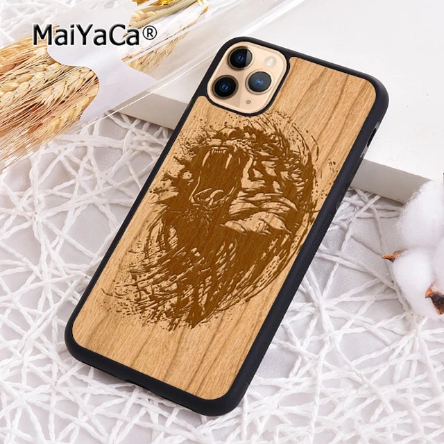 Maiyaca natural bamboo wood phone case cover for iphone 17 air 16 15 plus 11 12 13 14 pro max shell coque - 002