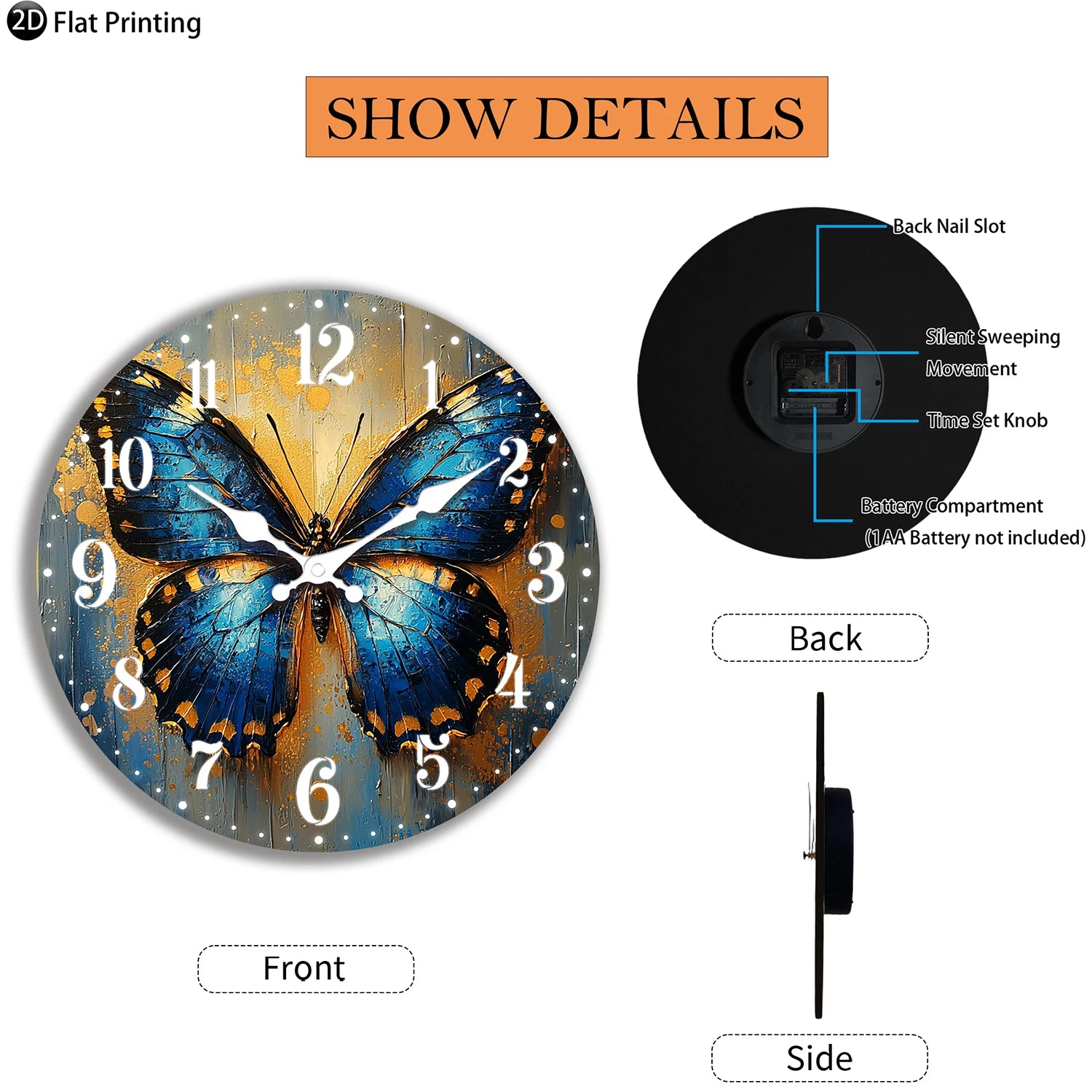 Wooden silent wall clock rustic apple basket painting quartz analog for bedroom bathroom halloween new year gift